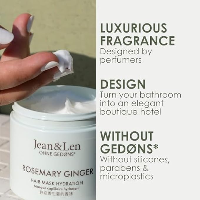 Jean & Len HAIR MASK ROSEMARY AND GINGER FOR HEAVILY DAMAGED, DRY AND DULL HAIR, INTENSIVE MOISTURISER, PARABENS, SILICONES AND MICROPLASTICS, 200 ML - Image 3